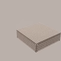 Cube Shaped Coffee Table With Grid Patterned Surface And Modern Design