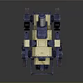 Mechanical Quadruped Robot Character With Yellow Black Body Antenna And Weapon