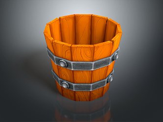 Modern Wooden Barrel Water Bucket Old Wooden Barrel Wood Water Bucket 3d model