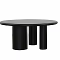Stylish Black Round Coffee Table Featuring Three Cylindrical Legs For Modern Interior 3d model
