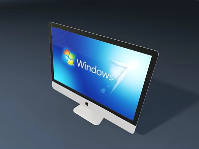 Sleek Computer Monitor Featuring Windows 7 Operating System And Clear Screen 3d model
