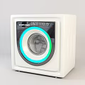 Samsung White Washing Machine With Circular Door And Blue Green Lighting