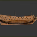 Detailed Wooden Ship Model Displaying Hull Structure And Craftsmanship Features 3d model