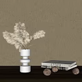 White Vase With Pampas Grass Flowers On Neutral Wall Background Decor