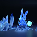 Glowing Rockery Stones With Blue Crystal Formations And Illuminated Decorative Details