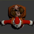 3D Santa Claus Model in Red Outfit With White Beard and Brown Backpack