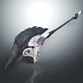 Futuristic Mechanical Device With Black Wing Shaped Parts And Metallic Long Handle