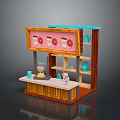 Small Retail Kiosk Equipment With Coffee Machine Teapot Shelves And Display Board