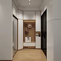 Modern Kitchen and Dining Room Open Space Design With Washing Machines Cabinets And Wooden Floors