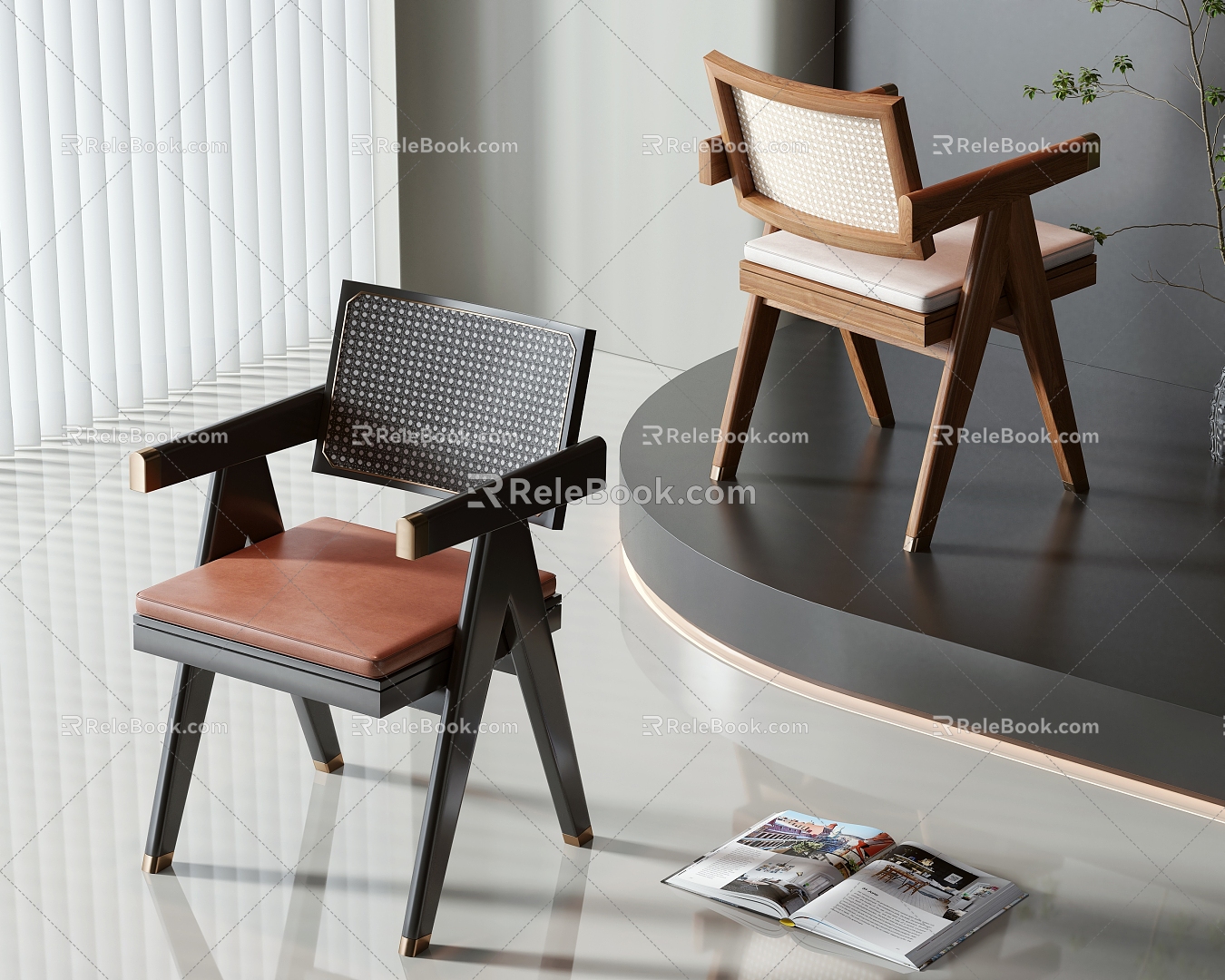 New Chinese style single chair dining chair model