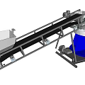 Motorized Industrial Conveyor Belt System With Large Storage Tank And Metal Frame Structure