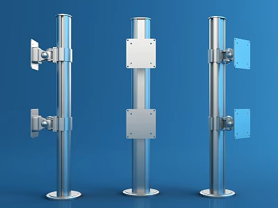 Sturdy Iron Craft Pole Structures With Mounting Plates And Brackets 3d model