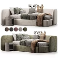 Modern Cozy Three Seater Sofa With Decorative Pillows And Blanket Multiple Color Options