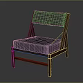 Minimalist Leisure Chair With Wooden Frame And Striped Fabric Backrest Seat Cushion