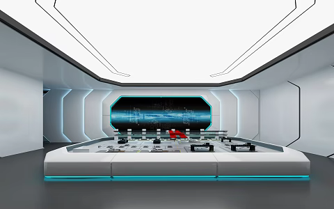 Modern exhibition hall exhibition hall machinery and sand table 3d model
