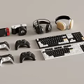 modern computer accessories keyboard gamepad game console 3d model