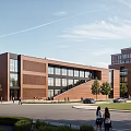 Modern Simple School Middle School Education Building Campus Teaching Building Playground 3d model