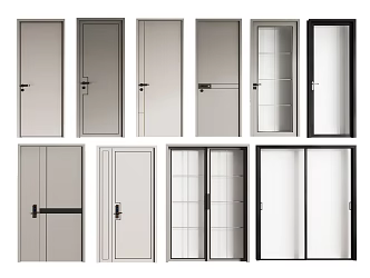 Modern swing door single door bedroom door entry door security door glass sliding door 3d model