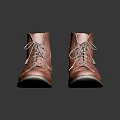 Tan Leather Brogue Ankle Boots With Intricate Lace Up Design On Reflective Surface
