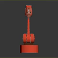 Red Industrial Robotic Arm Equipment With Mechanical Gripper And Stable Base