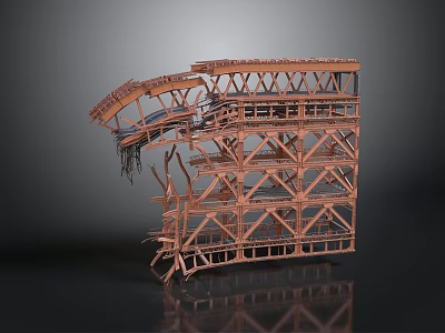 Industrial Metal Frame Construction Structure With Arched Design And Cross Supports 3d model