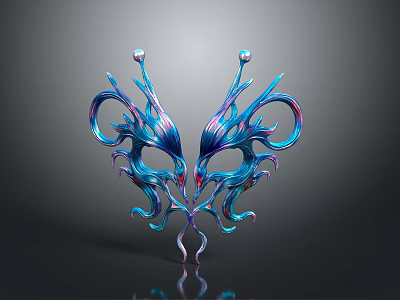 Artistic Ornate Blue Purple Symmetric Mask Home Living Decoration Accessory 3d model