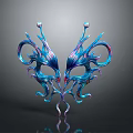 Artistic Ornate Blue Purple Symmetric Mask Home Living Decoration Accessory