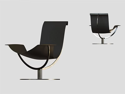Modern Black Accent Chair With Curved Metal Frame Displayed In Different Angles 3d model