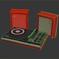 Modern Black And Red Turntable With Red Speakers For Vinyl Playback