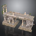 Detailed Ancient Ruins Scene With Stone Columns Platforms Vines And Blocks