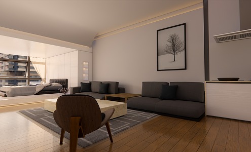 Modern Apartment Small Apartment Home Decoration 3d model