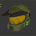 Green Tactical Helmet With Yellow Visor Sci Fi Gaming Armor Design 3d model