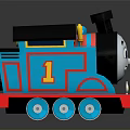 Blue Toy Train Locomotive With Red Base Black Chimney Number 1 On Reflective Surface