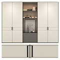 Modern Double Bed With Open Design Wardrobe And Storage Cabinets 3d model