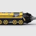 Building Block Yellow Tank Model With Tracks Black Cannon And Spiked Front
