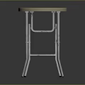 Modern Foldable Stool With Round Beige Seat And Chromed Metal Legs Design