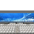 Banquet Hall With Large LED Screen Dynamic Blue Light Effects And Stage Audience Seats