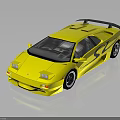 Yellow Sports Car With Sleek Aerodynamic Design Black Racing Stripes Rear Spoiler And Reflective Finish