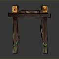 Artistic Wooden Furniture Table Featuring Curved Top And Green Accent Legs