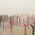 Multiple Colorful Metal Fence Structures With Mesh Design And Spiked Tops