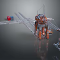 Large Orange Mechanical Industrial Equipment Structure With Metal Arms Brackets And Connecting Parts
