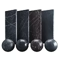 Black Marble Panels and Spheres with Textured Surface Design Elements 3d model