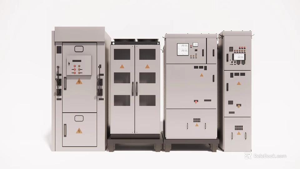 Modular Industrial Electrical Control Cabinets With Multiple Doors Control Panels And Display Screens 3d model 