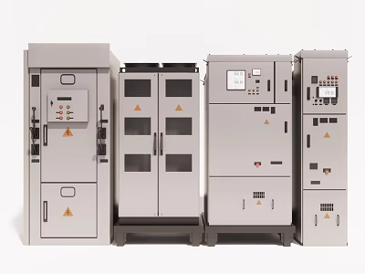Modular Industrial Electrical Control Cabinets With Multiple Doors Control Panels And Display Screens 3d model