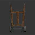 Traditional Wooden Handcart With Two Wheels And Simple Frame Structure Design