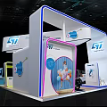 ST Microcontroller Exhibition Booth Design With Smart Car Display Screens And Modern Setup 3d model