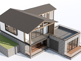 New Chinese Style Folk House Rural Folk House Homestay Building Rural Building Rural Self-built House 3d model