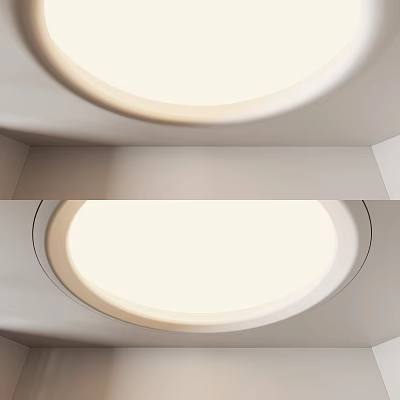 Modern Ceiling Design With Circular Recessed Lighting And Smooth White Finish 3d model