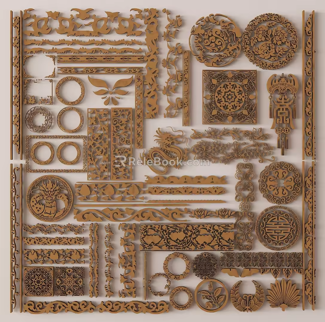 New Chinese Carved Pattern 3d model