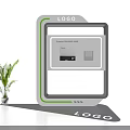 Modern Exhibition Island With LOGO Content Display Area And Green Plant